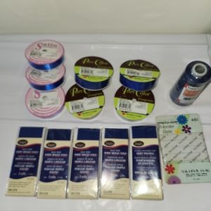 Sewing Notions Lot Royal Blue Morex Ribbon Wrights Bias Tape Gutermann Thread